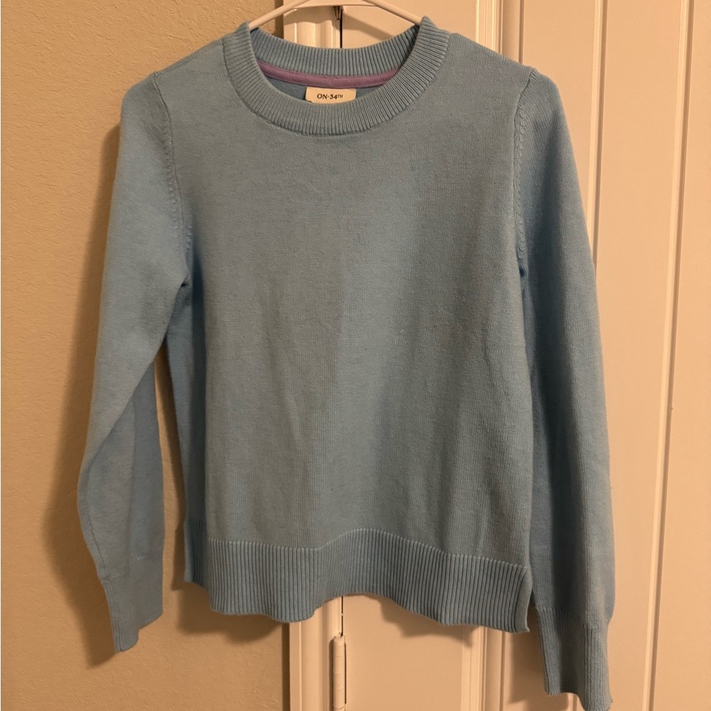 Blue Crew Neck Sweater Soft Knit Classic